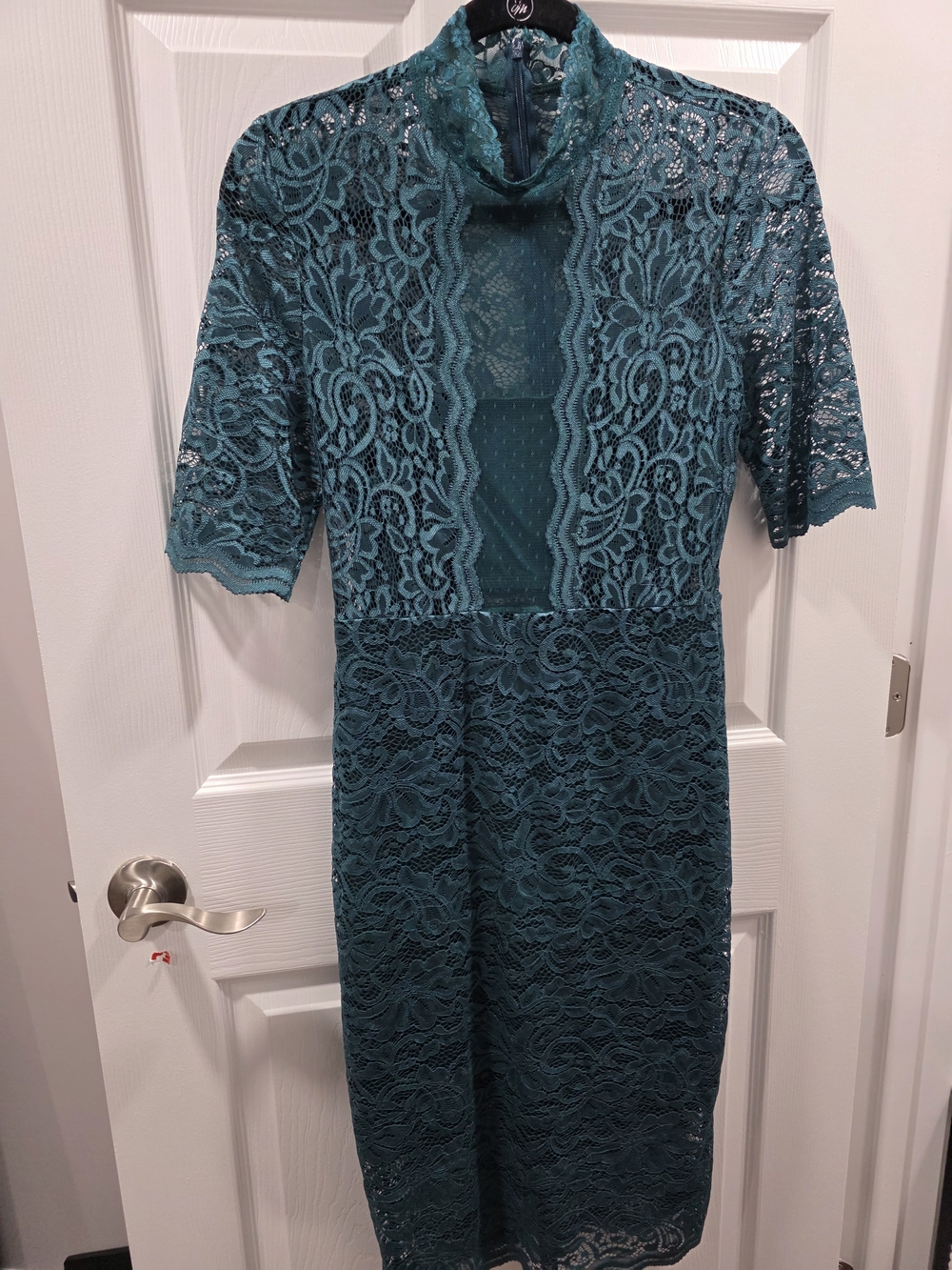 Express Teal Lace Midi Dress